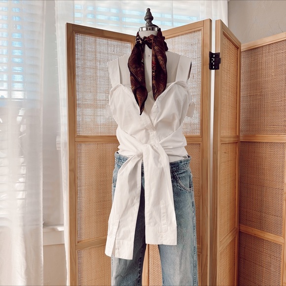 DEREK LAM cotton poplin modern structural blouse - Picture 1 of 6